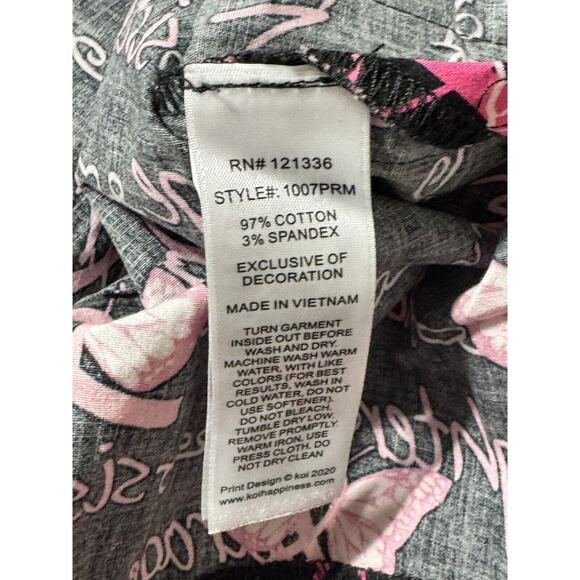 Koi Breast Cancer Support Scrub Top Size XS - Picture 3 of 5